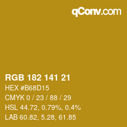 Color code: RGB 182 141 21 | qconv.com