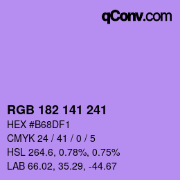 Color code: RGB 182 141 241 | qconv.com
