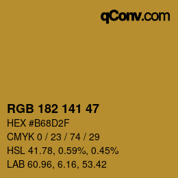 Color code: RGB 182 141 47 | qconv.com