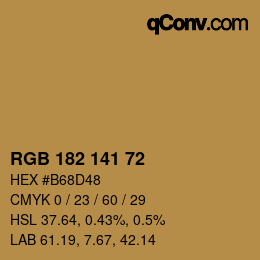 カラーコード: RGB 182 141 72 | qconv.com