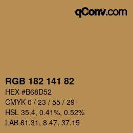 Color code: RGB 182 141 82 | qconv.com