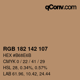 Color code: RGB 182 142 107 | qconv.com