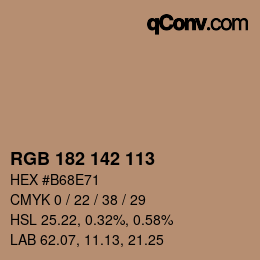 Color code: RGB 182 142 113 | qconv.com