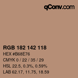 颜色代码: RGB 182 142 118 | qconv.com