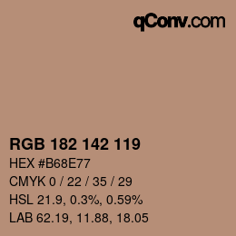 Farbcode: RGB 182 142 119 | qconv.com