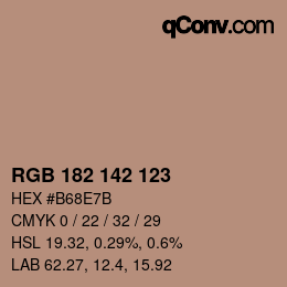 Color code: RGB 182 142 123 | qconv.com