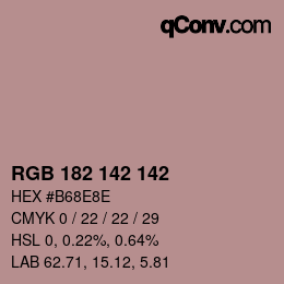 Color code: RGB 182 142 142 | qconv.com