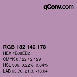 Color code: RGB 182 142 178 | qconv.com