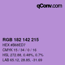 Color code: RGB 182 142 215 | qconv.com