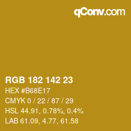 Color code: RGB 182 142 23 | qconv.com