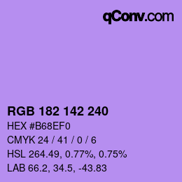 Color code: RGB 182 142 240 | qconv.com