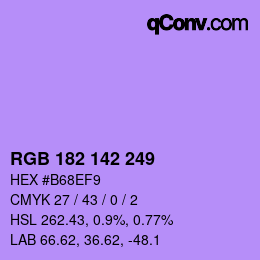 Color code: RGB 182 142 249 | qconv.com