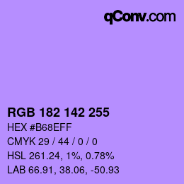 Color code: RGB 182 142 255 | qconv.com