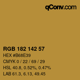 カラーコード: RGB 182 142 57 | qconv.com