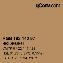 Color code: RGB 182 142 97 | qconv.com