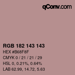 Color code: RGB 182 143 143 | qconv.com