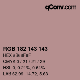 Color code: RGB 182 143 143 | qconv.com