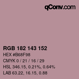 カラーコード: RGB 182 143 152 | qconv.com