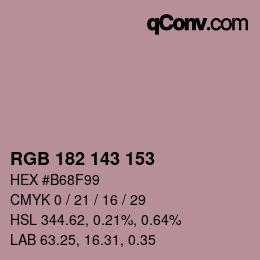 Color code: RGB 182 143 153 | qconv.com
