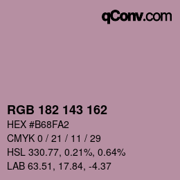 Color code: RGB 182 143 162 | qconv.com