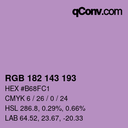 Color code: RGB 182 143 193 | qconv.com