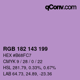 Color code: RGB 182 143 199 | qconv.com