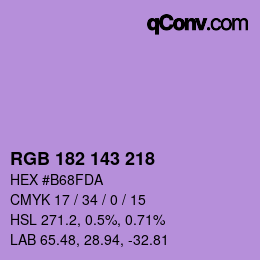 カラーコード: RGB 182 143 218 | qconv.com