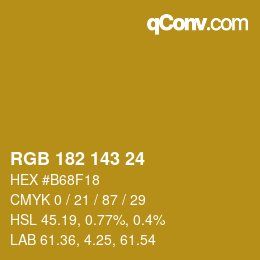 カラーコード: RGB 182 143 24 | qconv.com