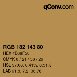 Código de color: RGB 182 143 80 | qconv.com