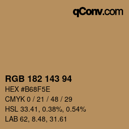カラーコード: RGB 182 143 94 | qconv.com