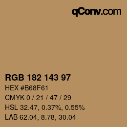 カラーコード: RGB 182 143 97 | qconv.com