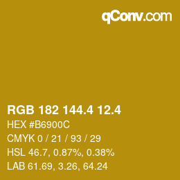 カラーコード: RGB 182 144.4 12.4 | qconv.com