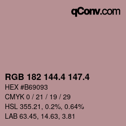 カラーコード: RGB 182 144.4 147.4 | qconv.com