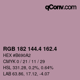 カラーコード: RGB 182 144.4 162.4 | qconv.com