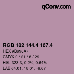 カラーコード: RGB 182 144.4 167.4 | qconv.com