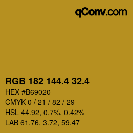 カラーコード: RGB 182 144.4 32.4 | qconv.com