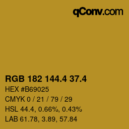 カラーコード: RGB 182 144.4 37.4 | qconv.com