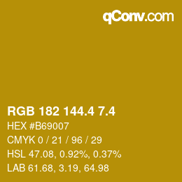 カラーコード: RGB 182 144.4 7.4 | qconv.com