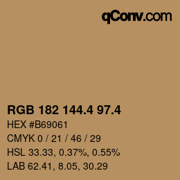 カラーコード: RGB 182 144.4 97.4 | qconv.com