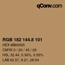 カラーコード: RGB 182 144.8 101 | qconv.com