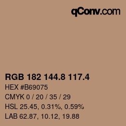 カラーコード: RGB 182 144.8 117.4 | qconv.com