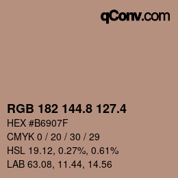 カラーコード: RGB 182 144.8 127.4 | qconv.com