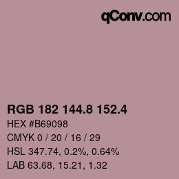 カラーコード: RGB 182 144.8 152.4 | qconv.com