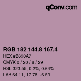 カラーコード: RGB 182 144.8 167.4 | qconv.com
