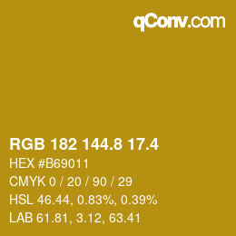 カラーコード: RGB 182 144.8 17.4 | qconv.com
