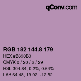 Color code: RGB 182 144.8 179 | qconv.com