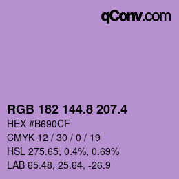 カラーコード: RGB 182 144.8 207.4 | qconv.com