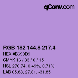 カラーコード: RGB 182 144.8 217.4 | qconv.com