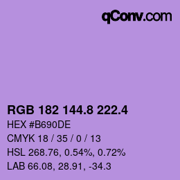 カラーコード: RGB 182 144.8 222.4 | qconv.com