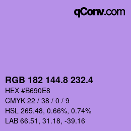 カラーコード: RGB 182 144.8 232.4 | qconv.com